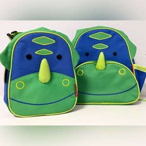 Skip Hop dinosaur backpack with matching lunchbox